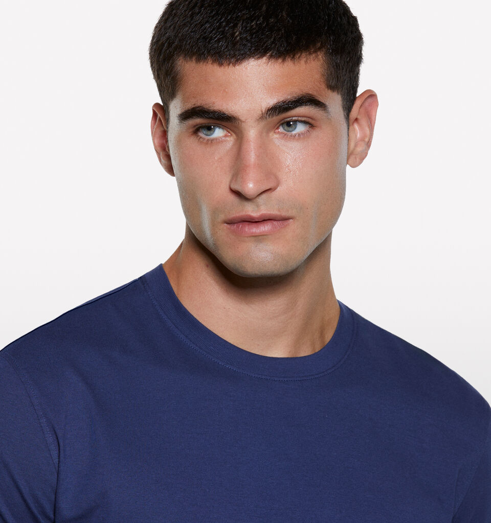 Blue regular fit short sleeve t-shirt  - men's short sleeve t-shirts - Blue | Sisley image number 4